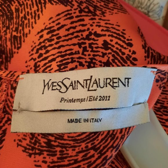 Size 38 Yves Saint Laurent 2011 Silk charmeuse dress, orange, black - Picture 4 of 7